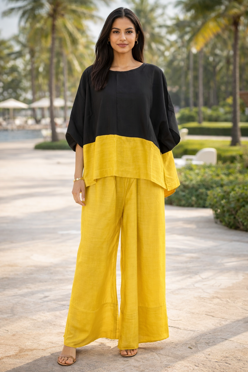 Black & Mustard Yellow Cotton Co-ord Set