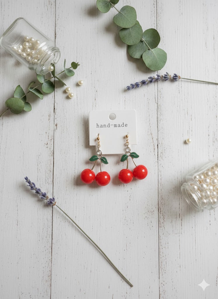 Sweet Cherry Charm Dangle Earrings