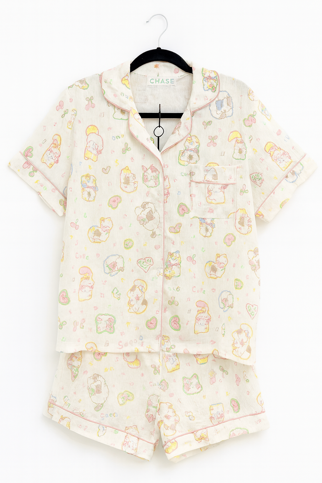 🌙 The Purr-fect Dream Night Suit (Cream Cat Print)