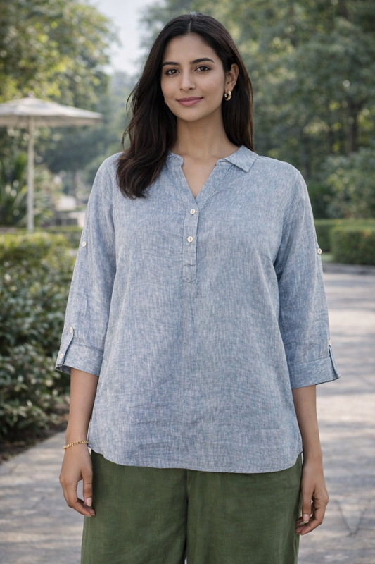 Relaxed Fit Linen Top – XL