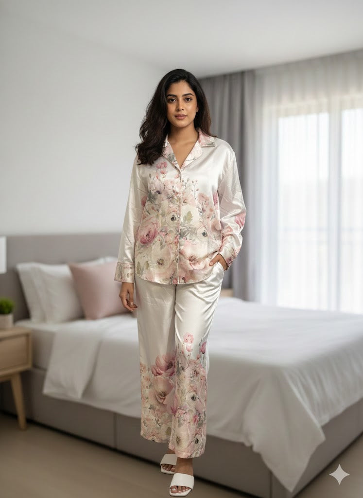 ✨ Elegant Satin Free-Size Co-ord Set ✨