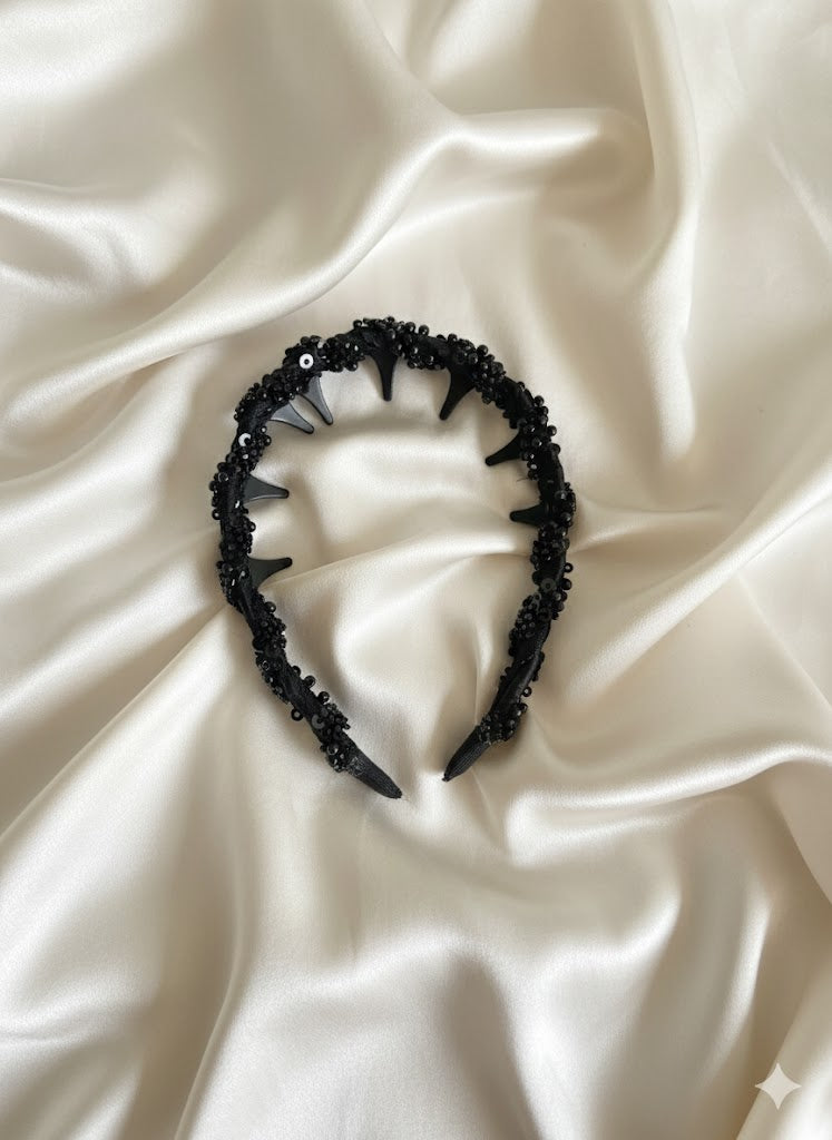 Chic & Subtle: The Midnight Jewel Black Bead Hairband