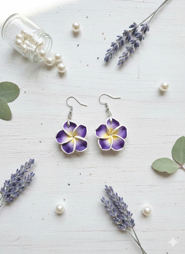 Exotic Plumeria Bloom Dangle Earrings